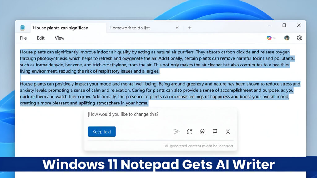 Windows 11 Notepad dobija AI Writer koristeći varijantu ChatGPT-a ili Microsoftovog AI modela-Kiber.ba